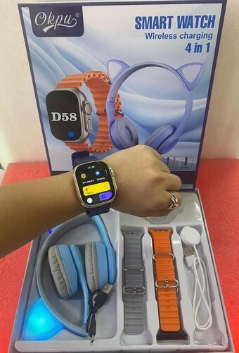 D58 Ultra Smartwatch with Wireless Multimedia Headphones