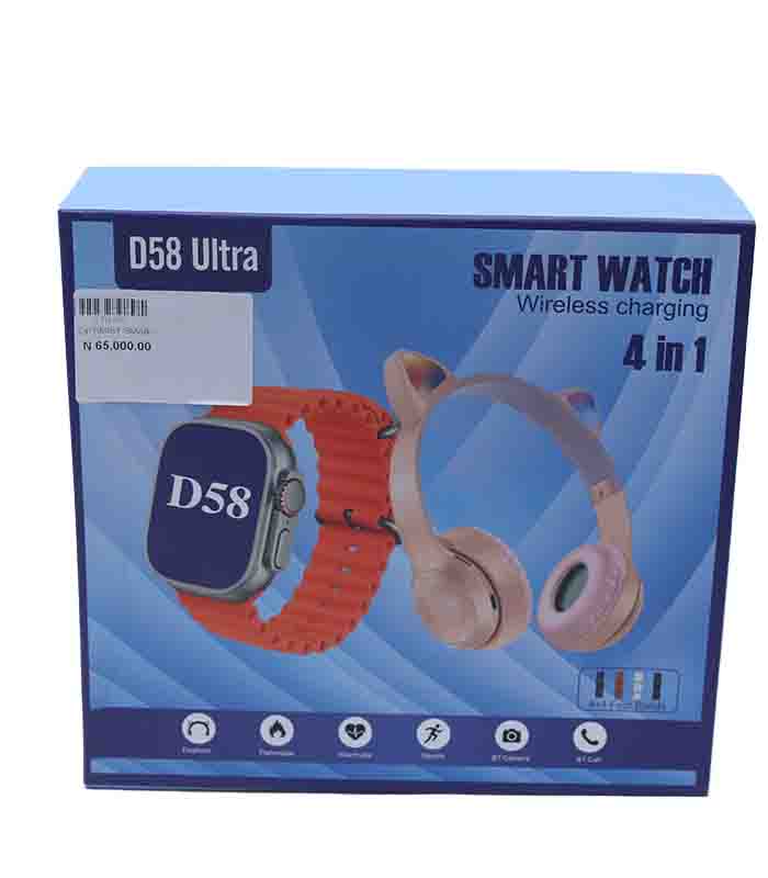 D58 Ultra Smartwatch with Wireless Multimedia Headphones