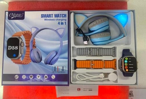 D58 Ultra Smartwatch with Wireless Multimedia Headphones