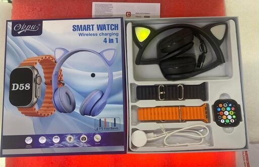 D58 Ultra Smartwatch with Wireless Multimedia Headphones